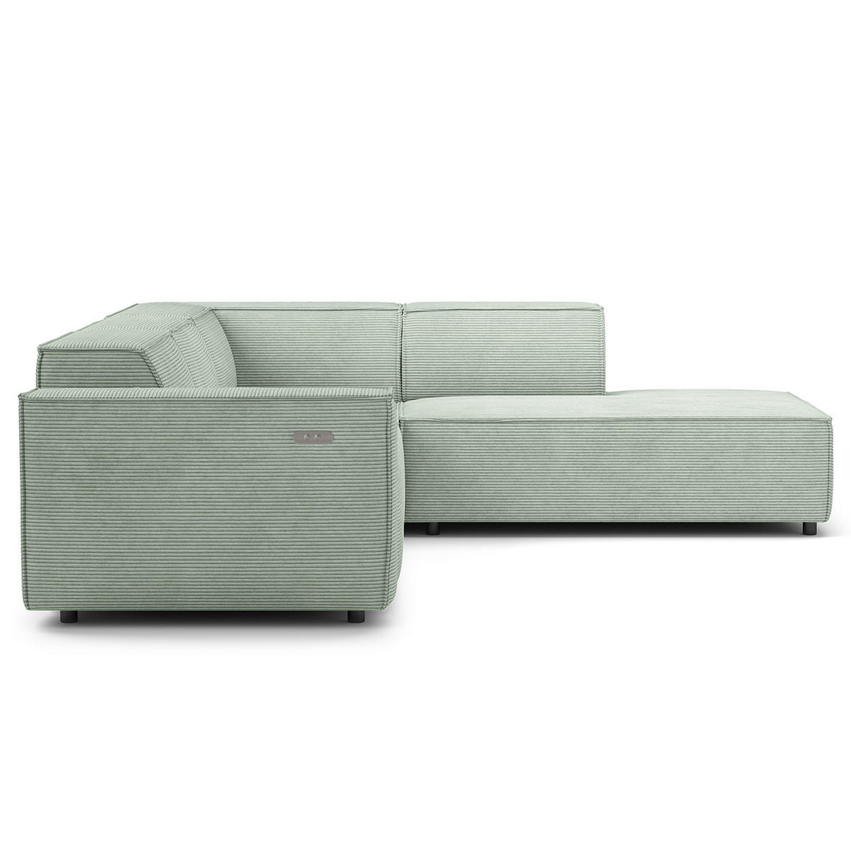 ECKSOFA mit Ottomane - Schwarz/Mintgrün, Kunststoff/Textil (260/234cm) - home24