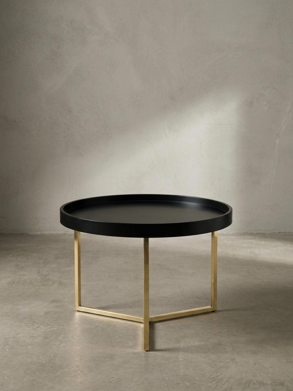 SOFATISCH LIA Rund mit Metallgestell, abnehmbares Tablett und Anti-Rutsch-Noppen, Gold 58 x 58 x 42 cm - Goldfarben, Holz/Metall (58/58/42cm) - KADIMA DESIGN