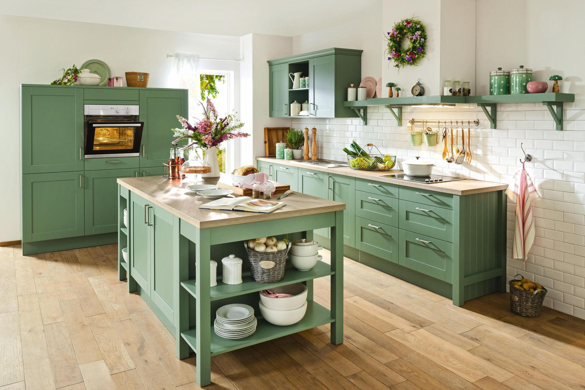 Zelena vintage kuhinja 