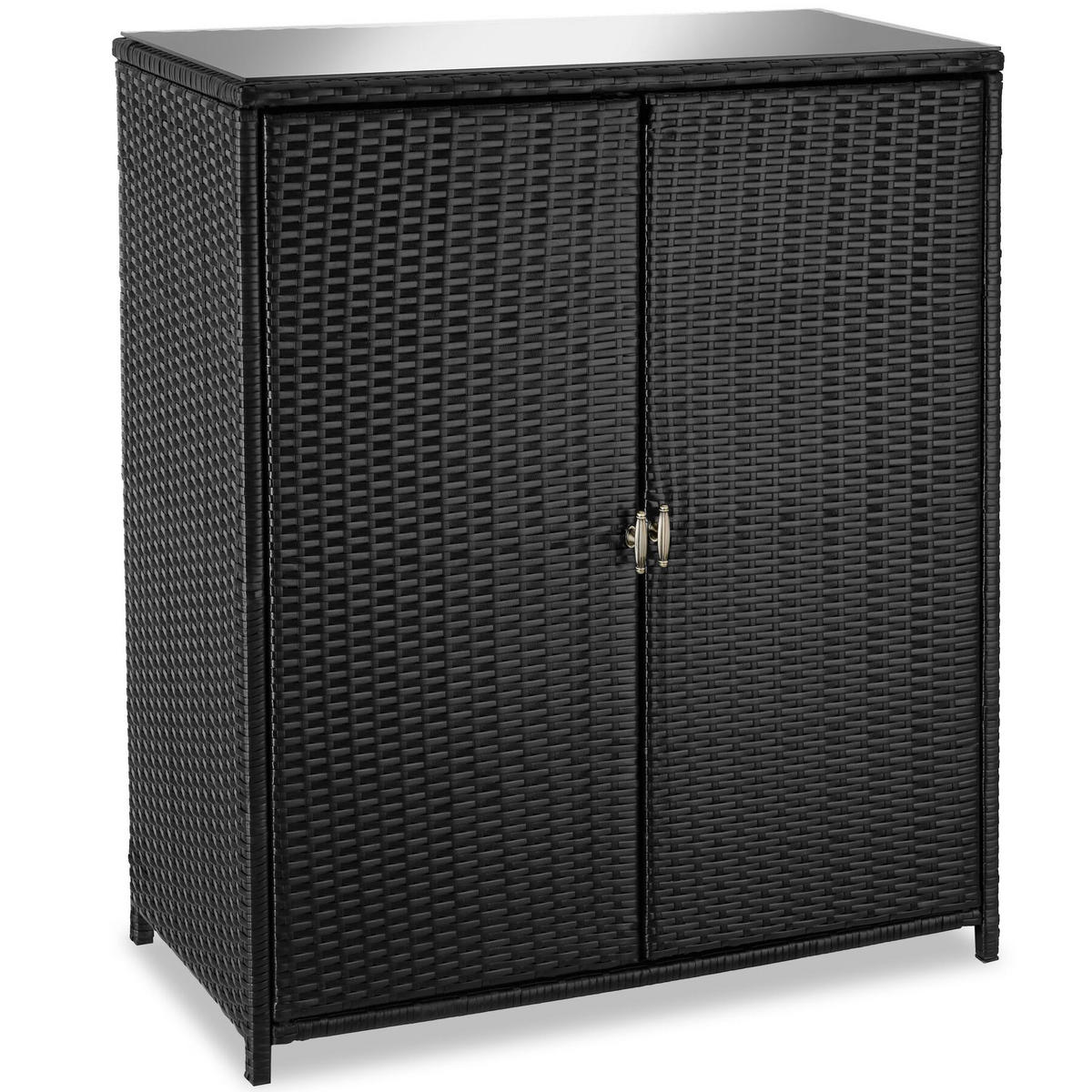 GARTENSCHRANK Monza, 84,5 x 40,5 x 103,5 cm, schwarz - Schwarz, Kunststoff (84.5/103.5/40.5cm) - tectake