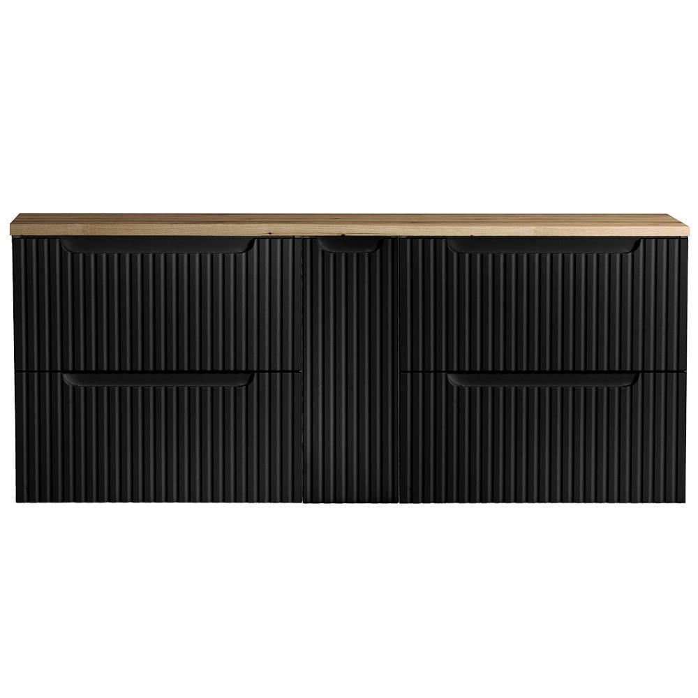 WASCHTISCHUNTERSCHRANK Skelbolu - Eichefarben/Schwarz, Holzwerkstoff (140/60/40cm) - [en.casa]