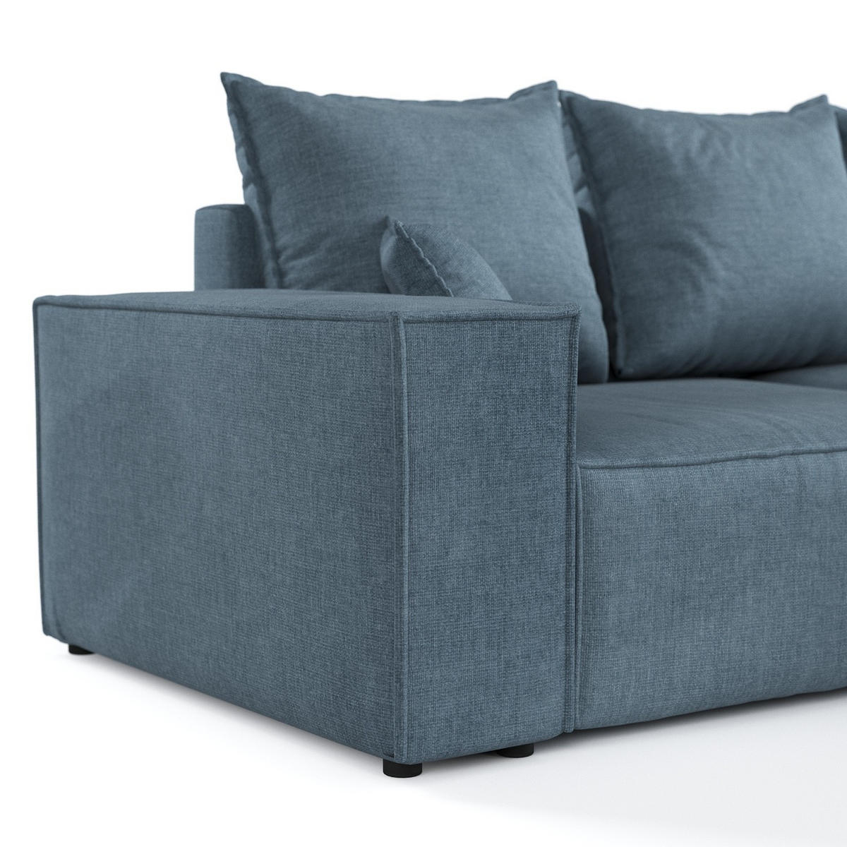 ECKSOFA SENSO mit Schlaffunktion Blau im Wind Stoff - Blau/Schwarz, Holz/Holzwerkstoff (255/148cm) - AltaBeds