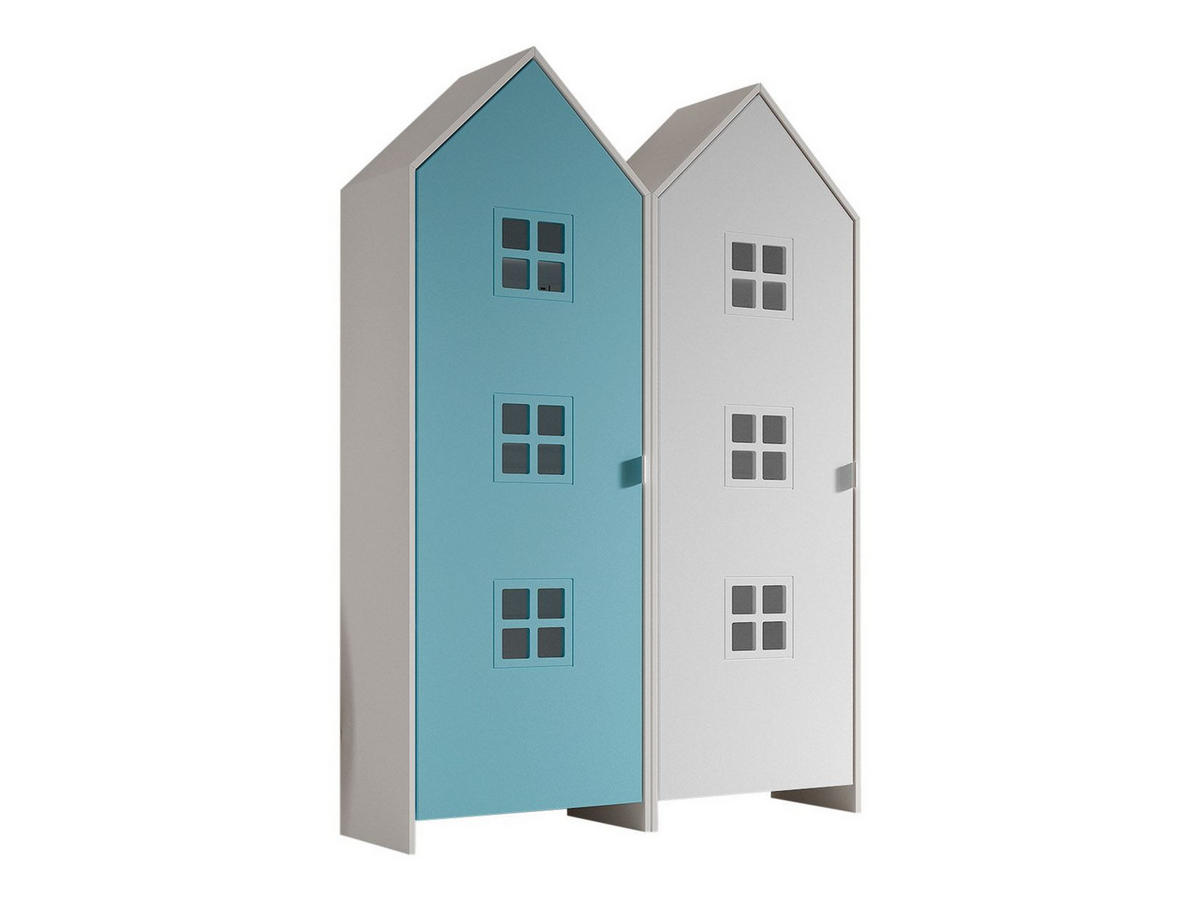REGALSCHRANK Set Kania 115x37x171 MDF+Holzwerkstoff Weiß /Bunt - Blau/Weiß, Holzwerkstoff (115/171/37cm) - 58aufmkessel