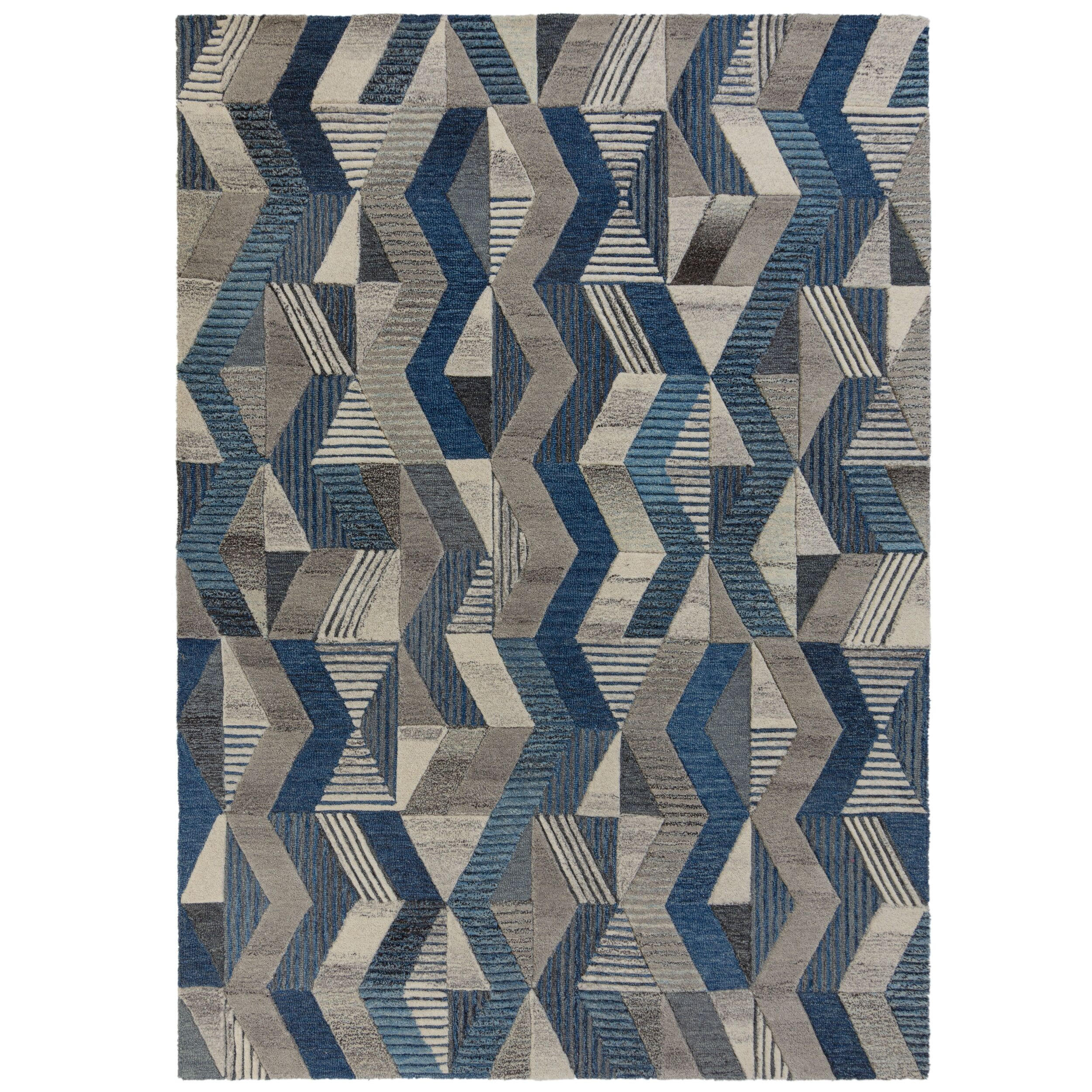 WOLLTEPPICH Diamant-Design, stilvoll ESK LUKE, Blau-Grau 160x230 cm - Blaugrau, Textil (160/230cm) - KADIMA DESIGN