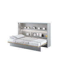 SCHRANKBETT BC-05 - 120x200cm Horizontal - Grau Matt mit Matratze - Grau, Holzwerkstoff (200/120cm) - Meblini