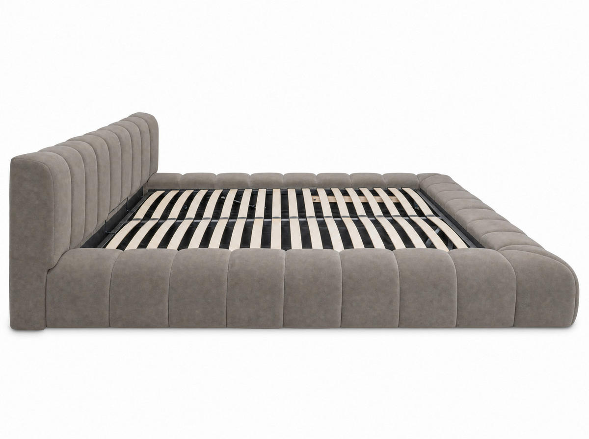 POLSTERBETT Adore Taupe 160/200 cm Samt mit Bettkasten - Taupe, Textil/Metall (160/200cm) - wonello