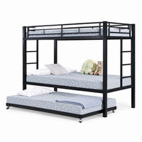 ETAGENBETT mit Ausziehbett 90x200 cm Metall Schwarz - Schwarz, Metall (90/200cm) - Meubliv