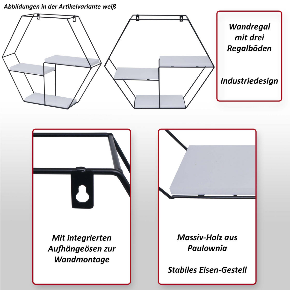 WANDREGAL Grau - Grau, Holz (49/43/11cm) - MCW