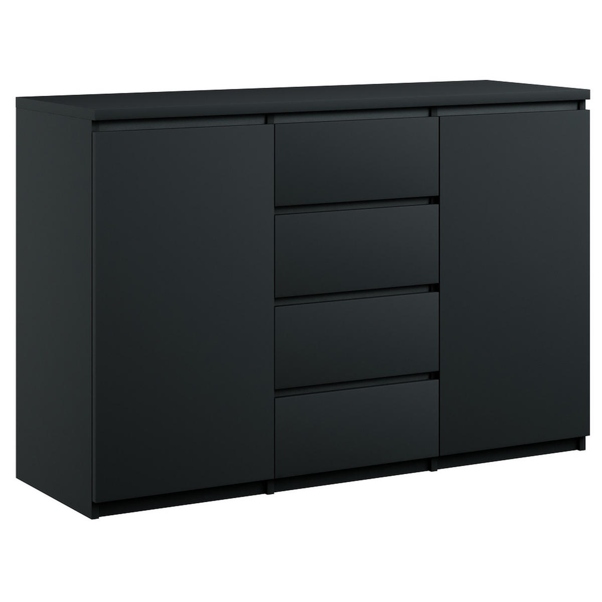 KOMMODE 2d4s 140 Schwarz mat - Schwarz, Holzwerkstoff (140/99/35cm) - roe furniture