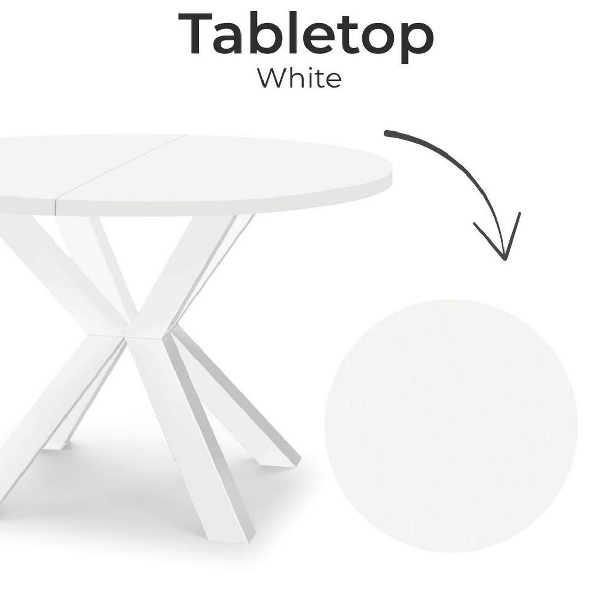 ESSTISCH RAL mit Holzbeinen, Durchmesser: 120 / 220 cm Weiß - Weiß, Holz (120/220/77cm) - Dekori_Interiors