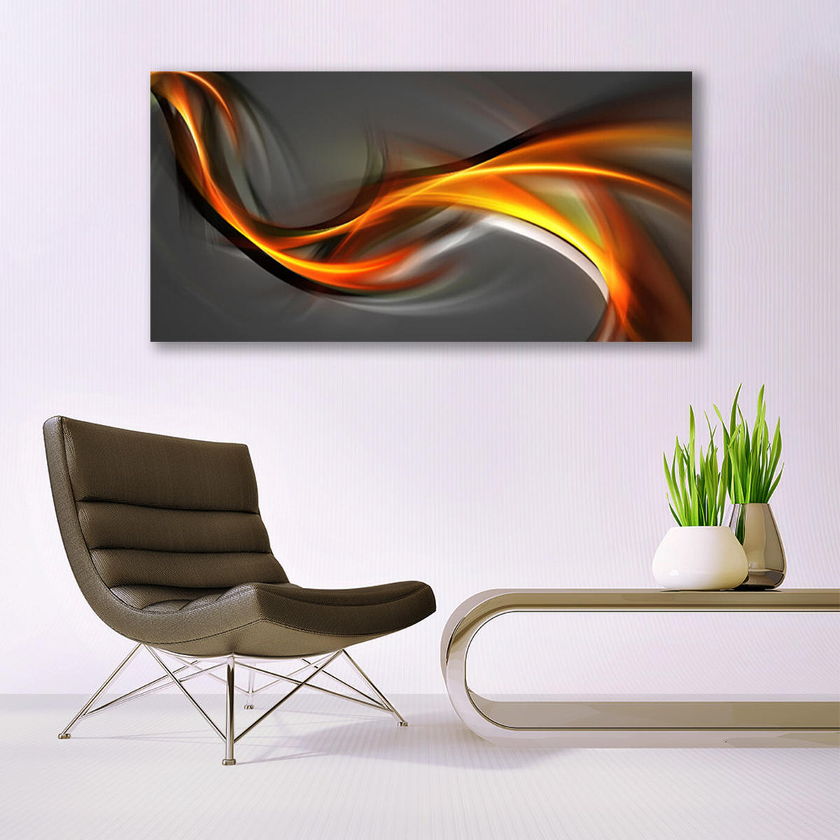 LEINWANDBILD 140x70 cm Dunkle Abstraktion - Schwarz/Orange, Textil (140/4cm) - TULUP