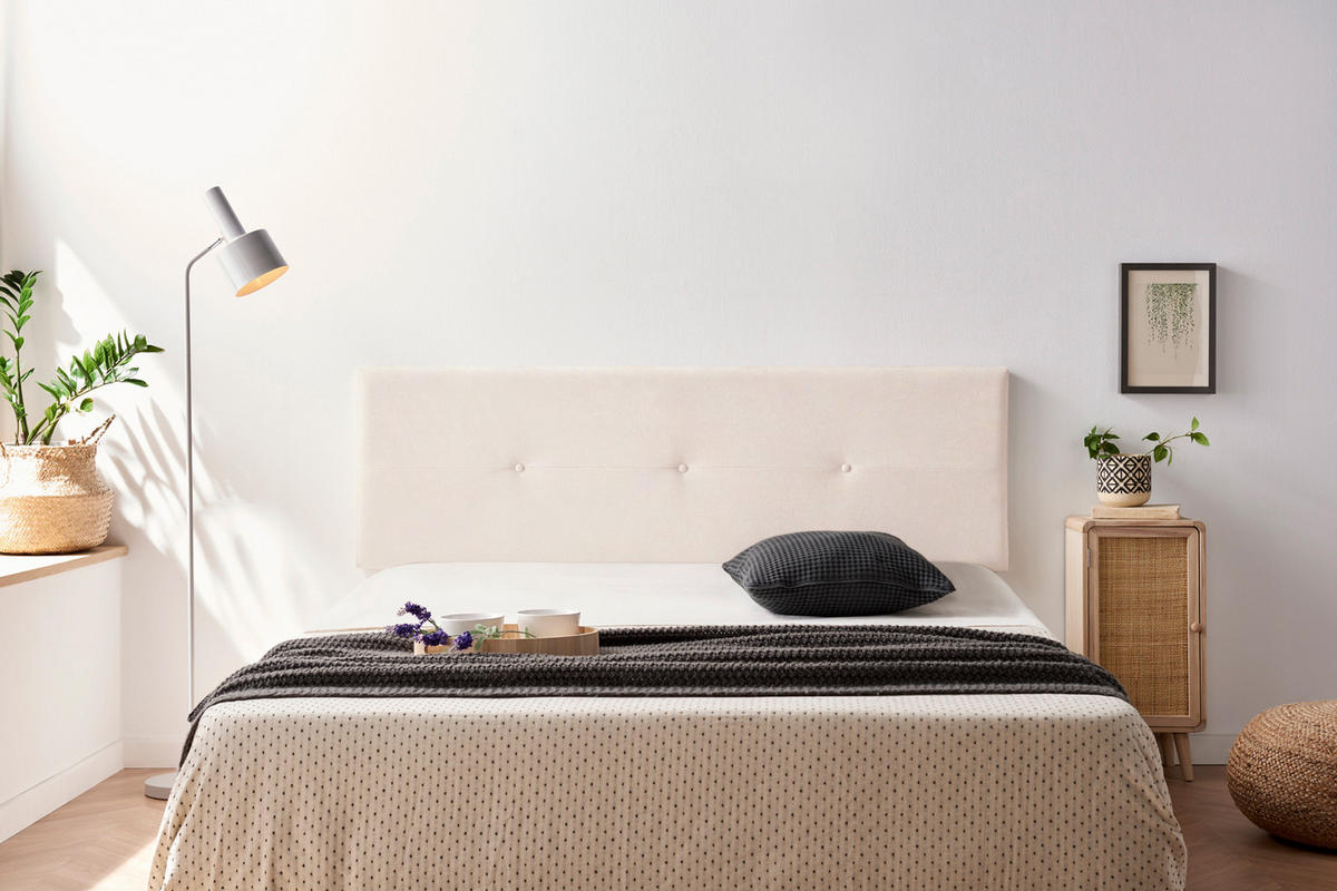 KOPFTEIL gepolstert NAPOLI Aqualine 160x50x5 cm - Beige - Moonia - Beige, Holz (160/5/50cm)