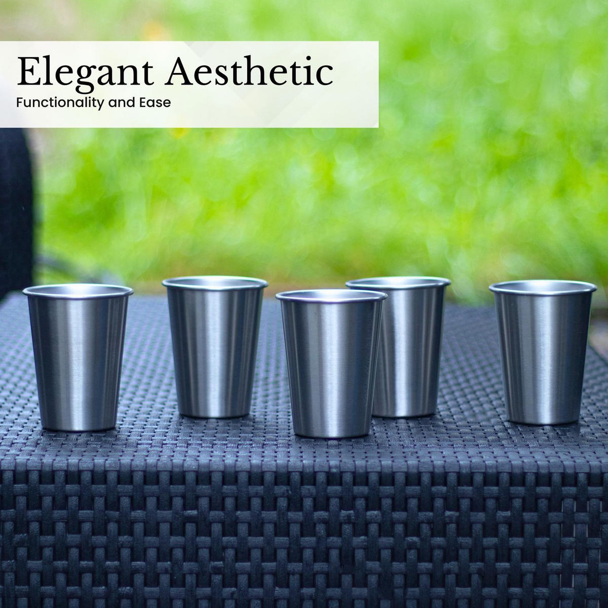 CAMPING BECHER SET Edelstahl - Silberfarben, Metall (0.35L) - Intirilife