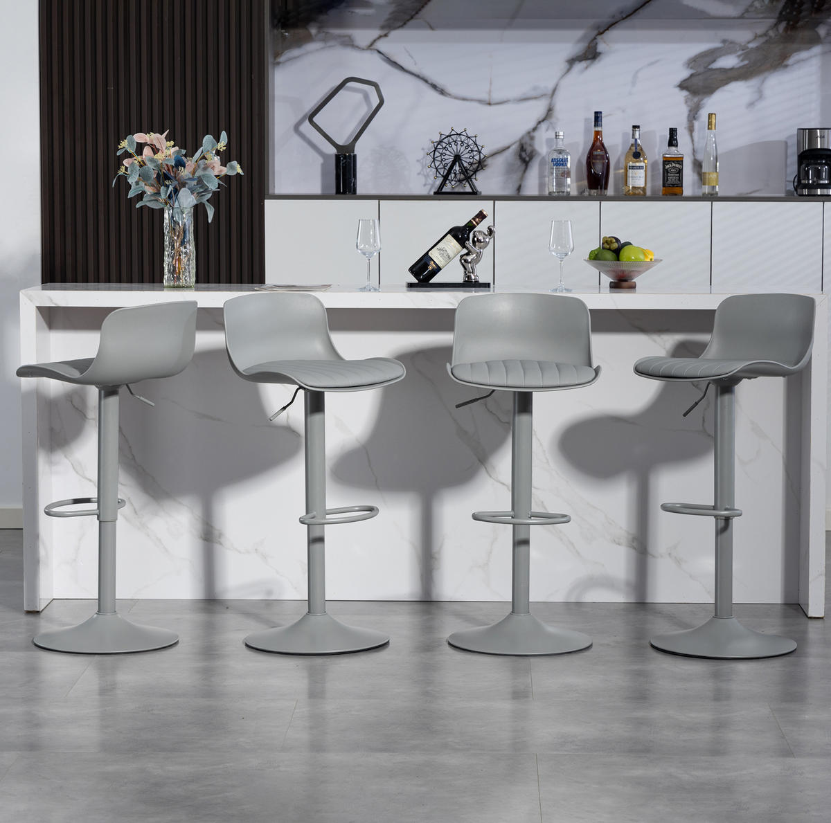 BARHOCKER Grau mit Drehfunktion und Höhenverstellung - Grau, Metall (44/80/43cm) - MIVRAY