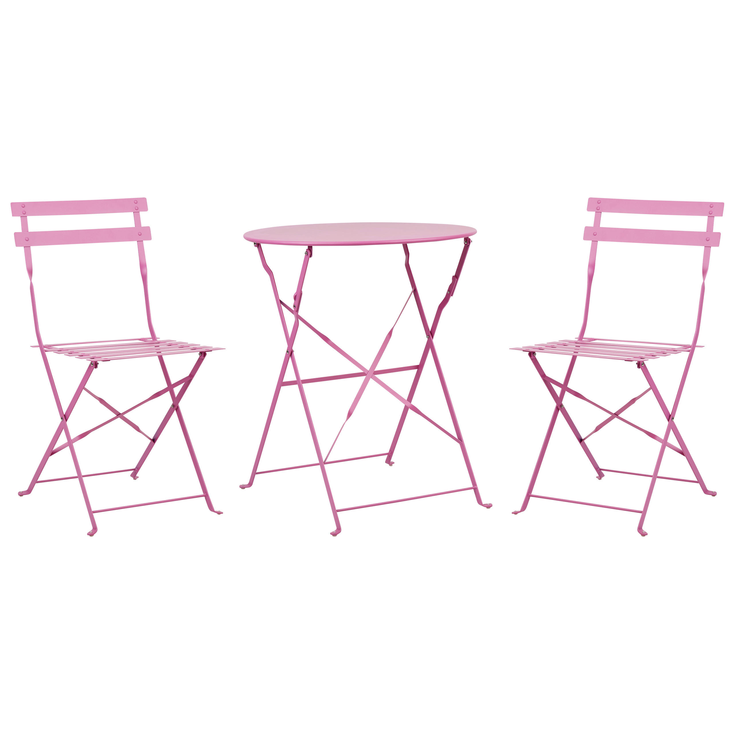 BALKONSET 2-Sitzer rosa zusammenklappbar Fiori - Pink, Metall - Beliani