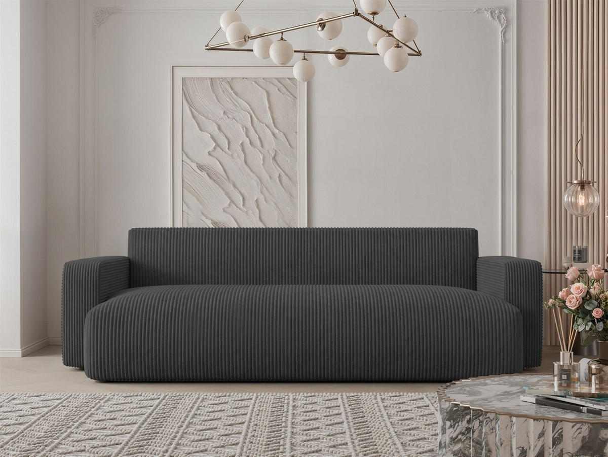 SCHLAFSOFA Luna - Dunkelgrau, Holzwerkstoff/Textil (246/79/96cm) - Fun Möbel