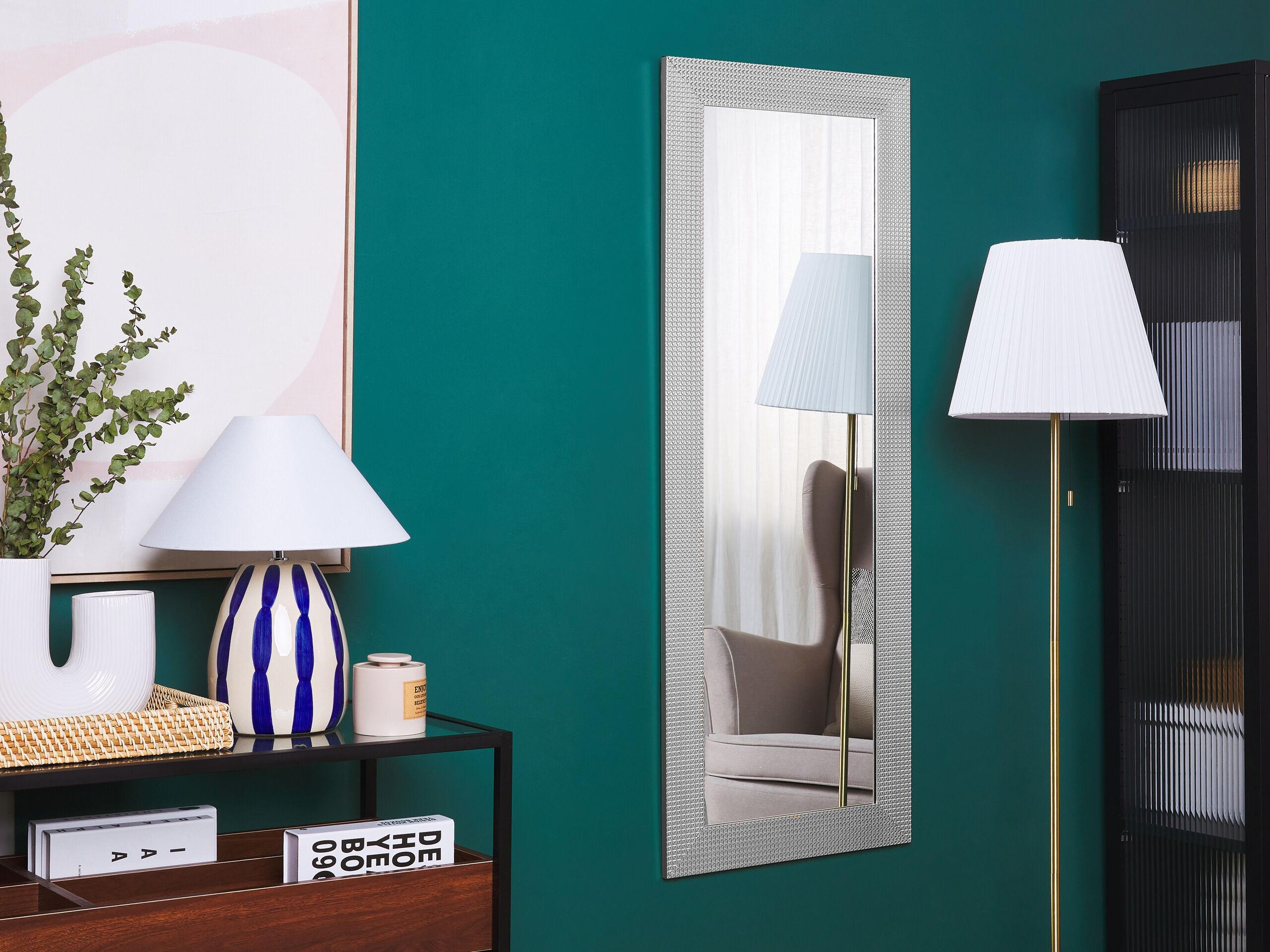 WANDSPIEGEL silber rechteckig 50/130 cm Derval - Silberfarben, Kunststoff (50/130/3cm) - Beliani