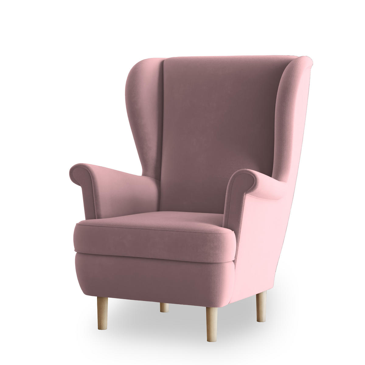 SESSEL LENTIO Ohrensessel Polstersessel, Rosa - Rosa, Holz/Holzwerkstoff (75/103/75cm) - MASSENO