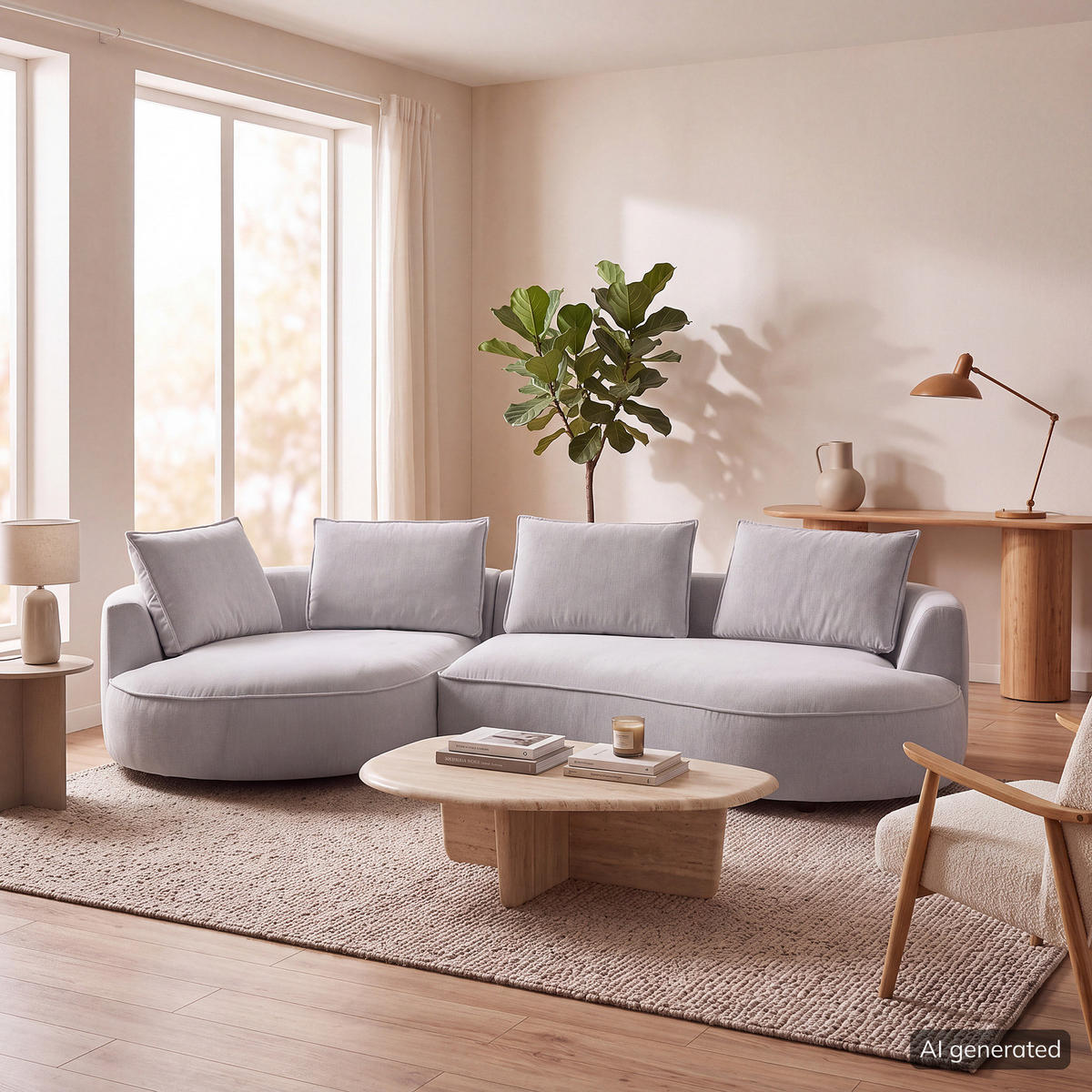 BIGSOFA - Hellgrau, Kunststoff/Textil (322/82/154cm) - home24
