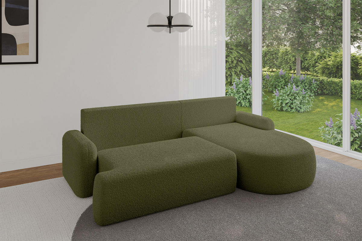 ECKSOFA mit Schlaffunktion und Bettkasten LIRA-L - 264x172x89 Grün - Grün, Holzwerkstoff/Textil (172/264cm) - ALTDECOR