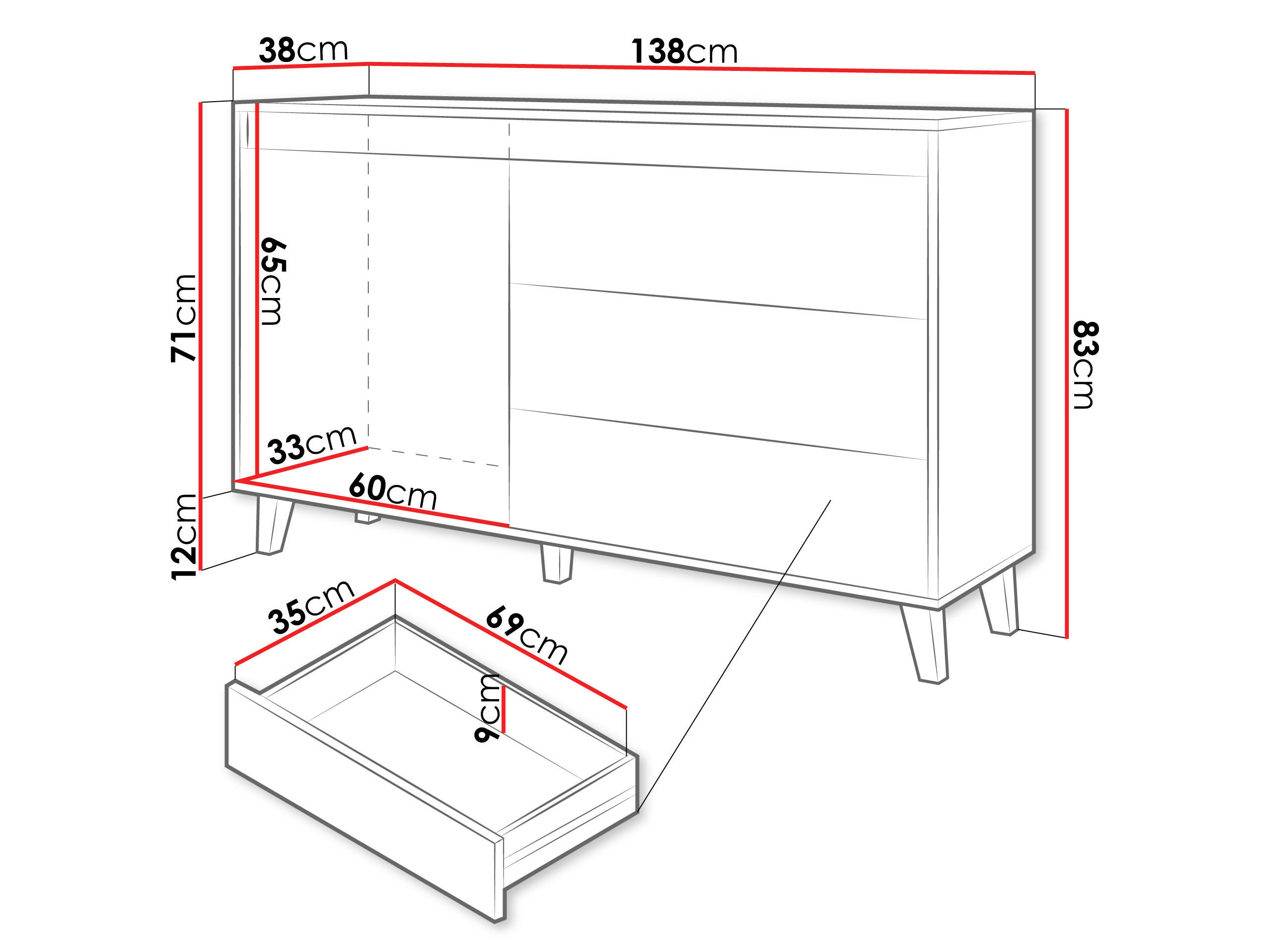 Thumbnail - Mirjan24 Kommode, Eiche Wotan, Holzwerkstoff, Holz Optik, 3 Schubladen, Rechteckig,Rechteckig, 138x83x38 cm, Wohnzimmer,...