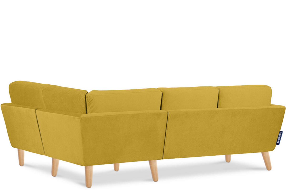 ECKSOFA-RECHTS TAGIO 3/4 Sitzer, Gelb - Gelb/Braun, Buchenholz/Textil (220/181cm) - KONSIMO®