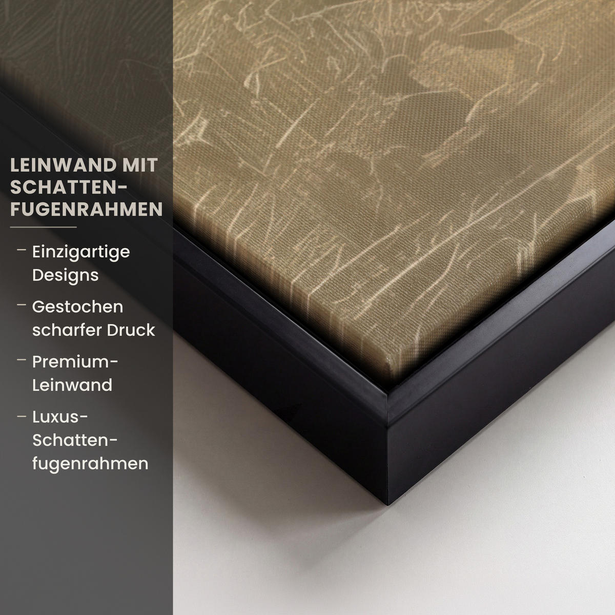 LEINWAND Bilder mit Rahmen - Gesicht - Blumen - Gold - Abstrakt - 100x70 - Goldfarben, Textil (100/70cm) - MuchoWow