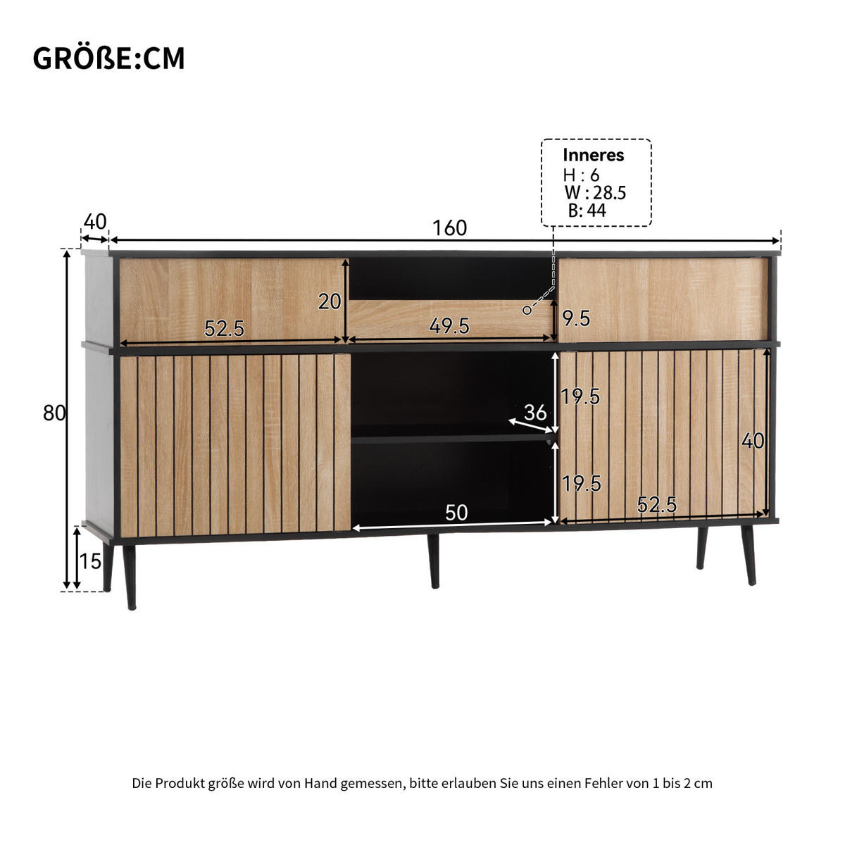 SIDEBOARD mit Schiebetür, Schublade, Stauraum - Kastanienfarben, Holz (160/80/40cm)