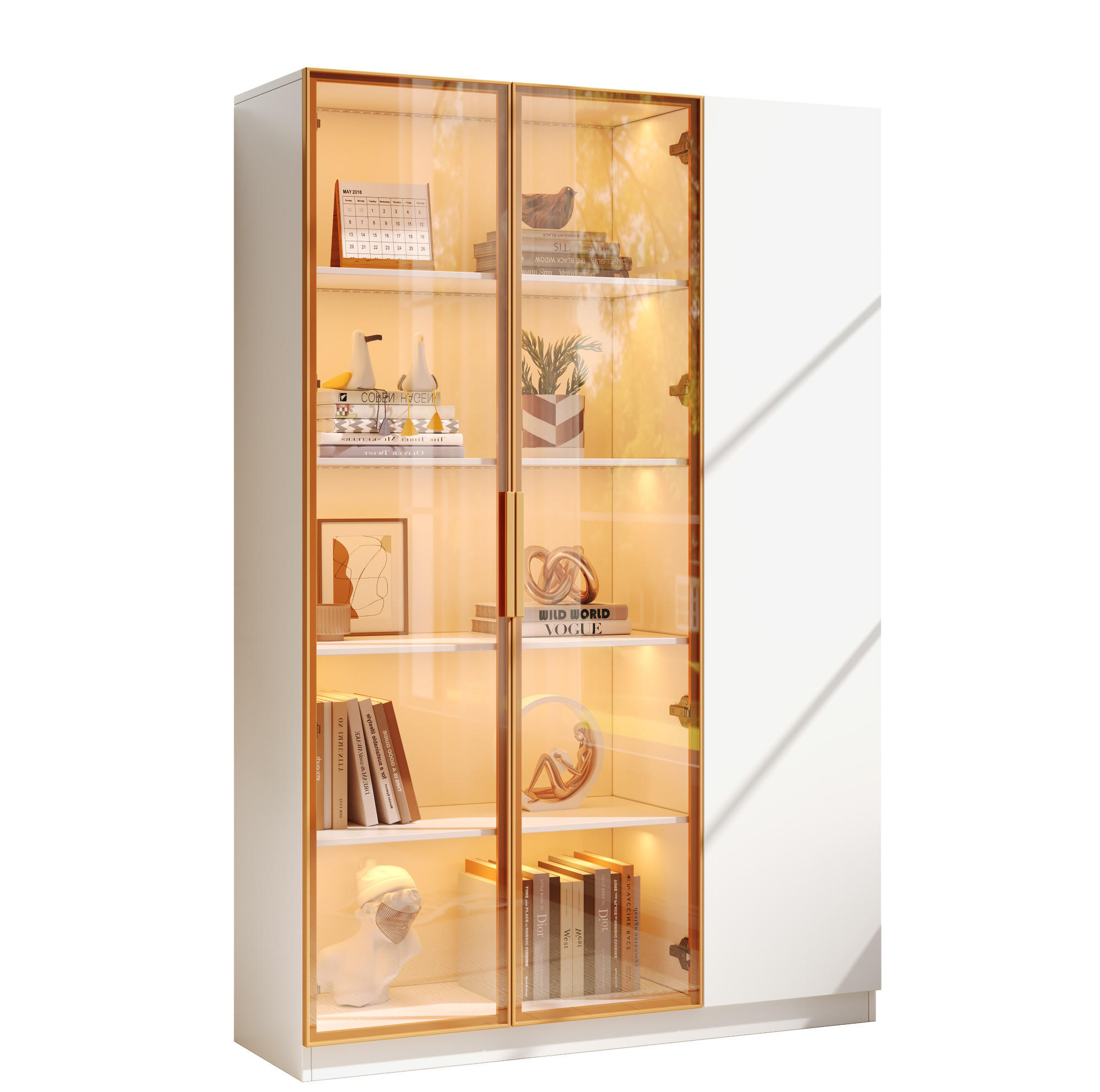Beauniv Vitrinenschrank Weiß 35x165x110 cm