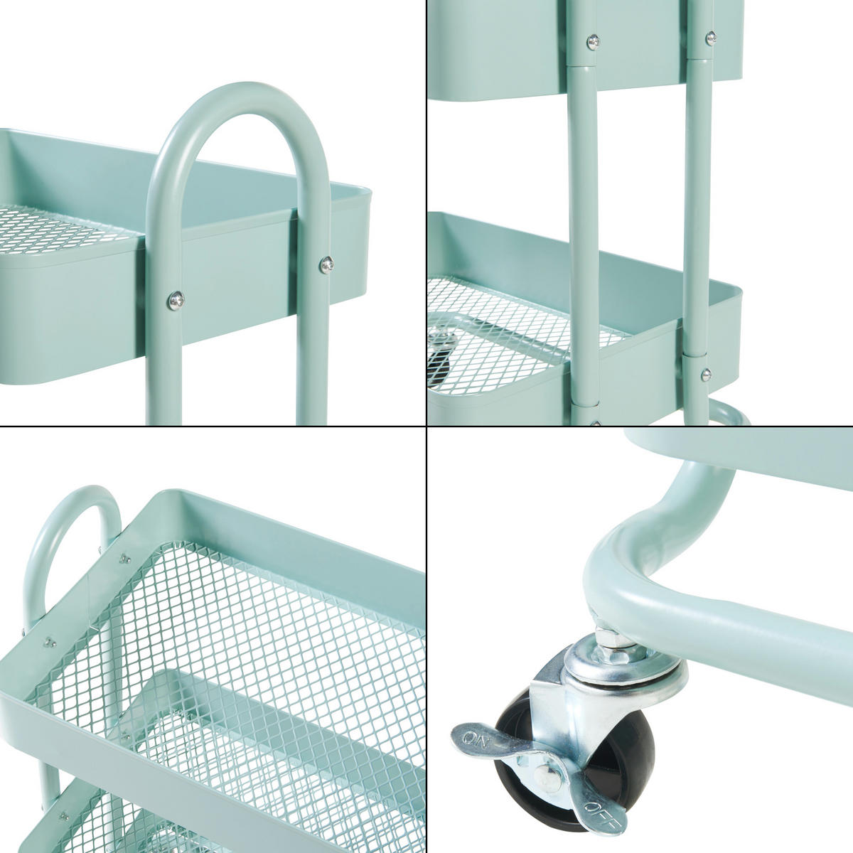 SERVIERWAGEN Pyhäntä - Mintgrün, Metall (46/103.5/35cm) - [en.casa]