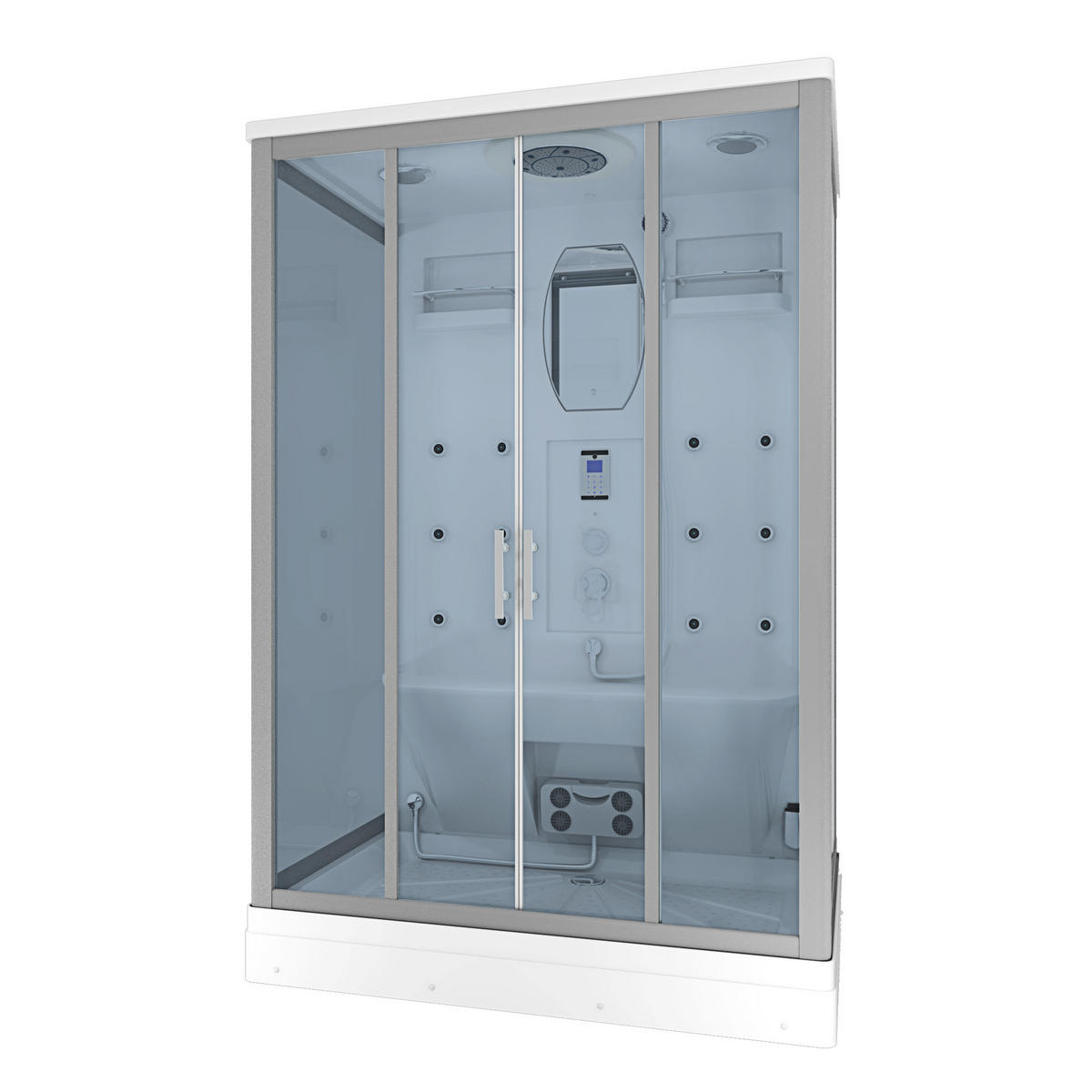 ACQUAVAPORE Dampfdusche Sauna Dusche Duschkabine D27-EH-EC-EA 140x90 cm MIT 2K Scheiben Versiegelung - Weiß, Glas/Kunststoff (140/90/215cm) - AcquaVapore by Sandra Jentho