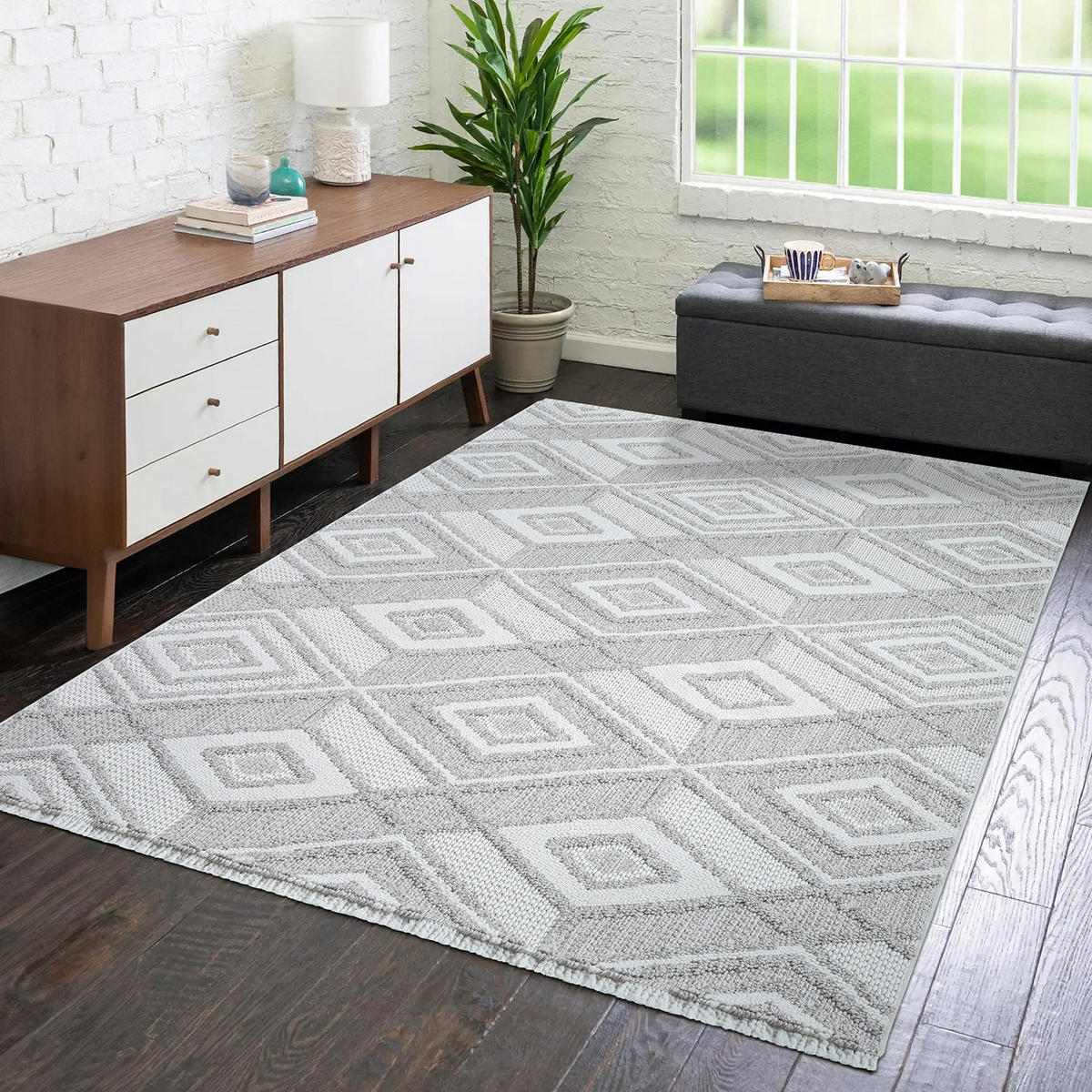KURZFLOR-TEPPICH Lindo 8875 Beige 200x290 cm - Beige/Grau, Textil (200/290cm) - carpet city