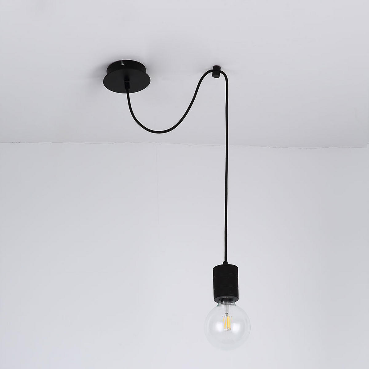 HÄNGELEUCHTE Metall Aluminium Schwarz - Schwarz, Metall (12/12/160cm) - Globo Lighting