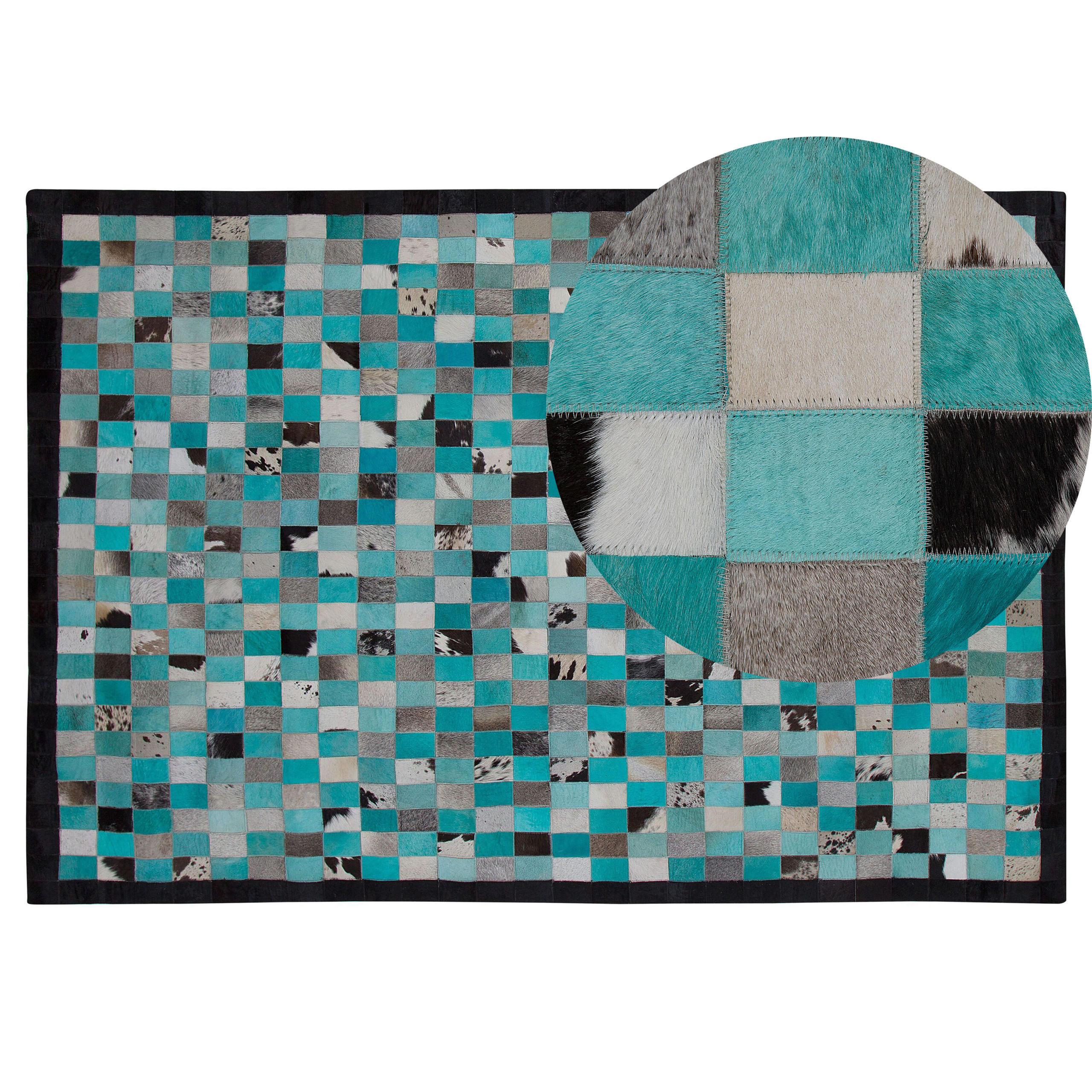 KURZFLOR-TEPPICH Nikfer 200/140 cm - Blau, Fell (140/200cm) - Beliani