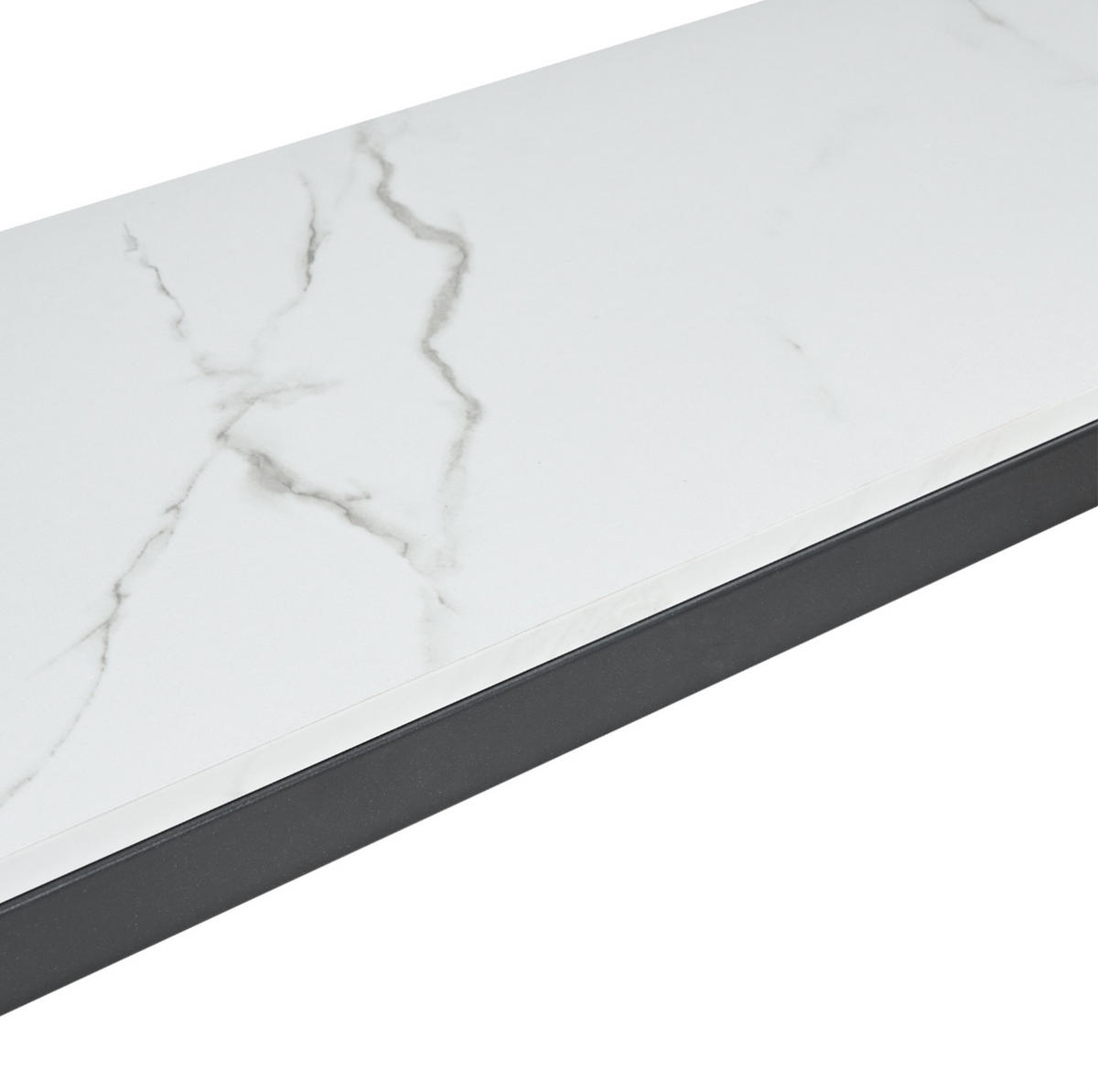 KONSOLENTISCH aus MDF 123x33x80 cm und Metall Schwarz/Weiß mit 2 Ablagen in Marmoroptik - Schwarz, Holzwerkstoff (123.5/33.5/80cm) - IVMEU