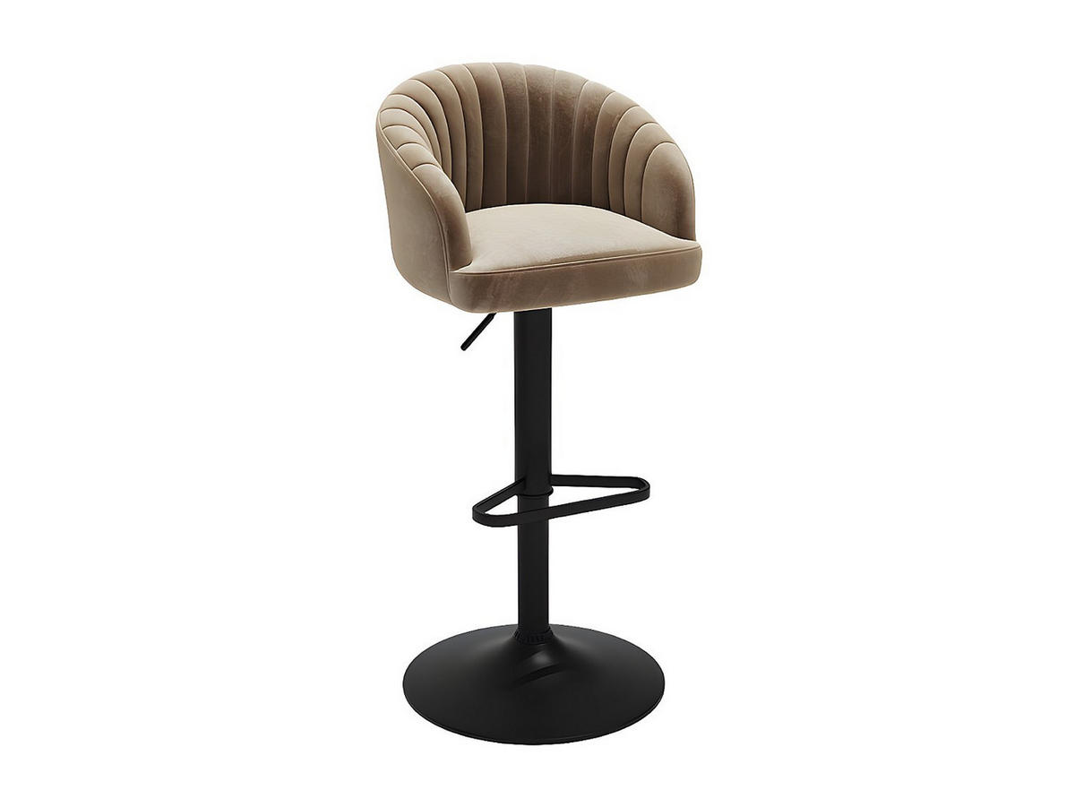 BARHOCKER 2er-Set - Samt & Metall - Beige - DORALIZ - Beige, Textil (54/105/52cm) - Vente-Unique