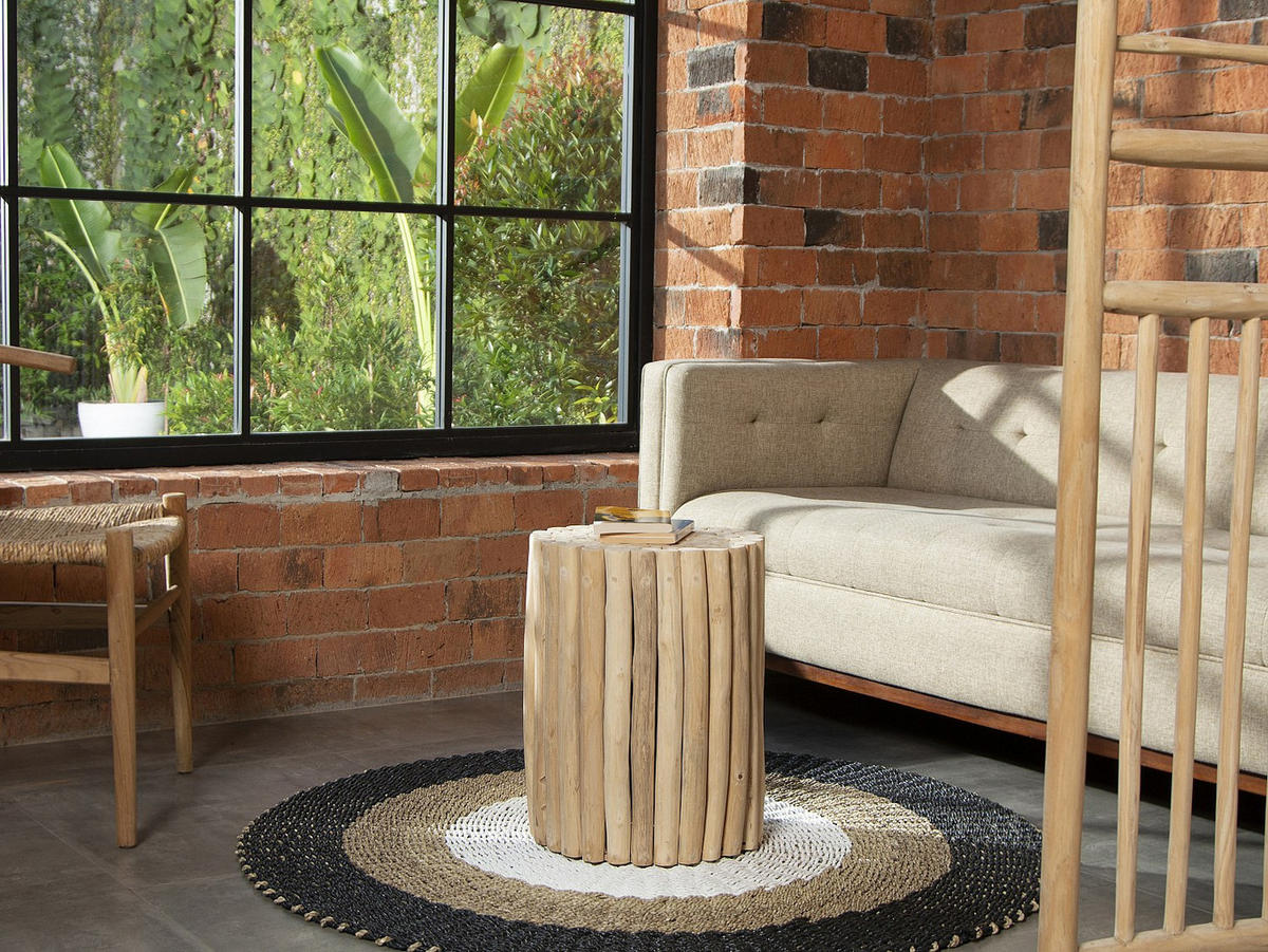 BEISTELLTISCH - Teakholz - Naturfarben - LUTIANA - Naturfarben, Holz (35/35/46cm) - Vente-Unique