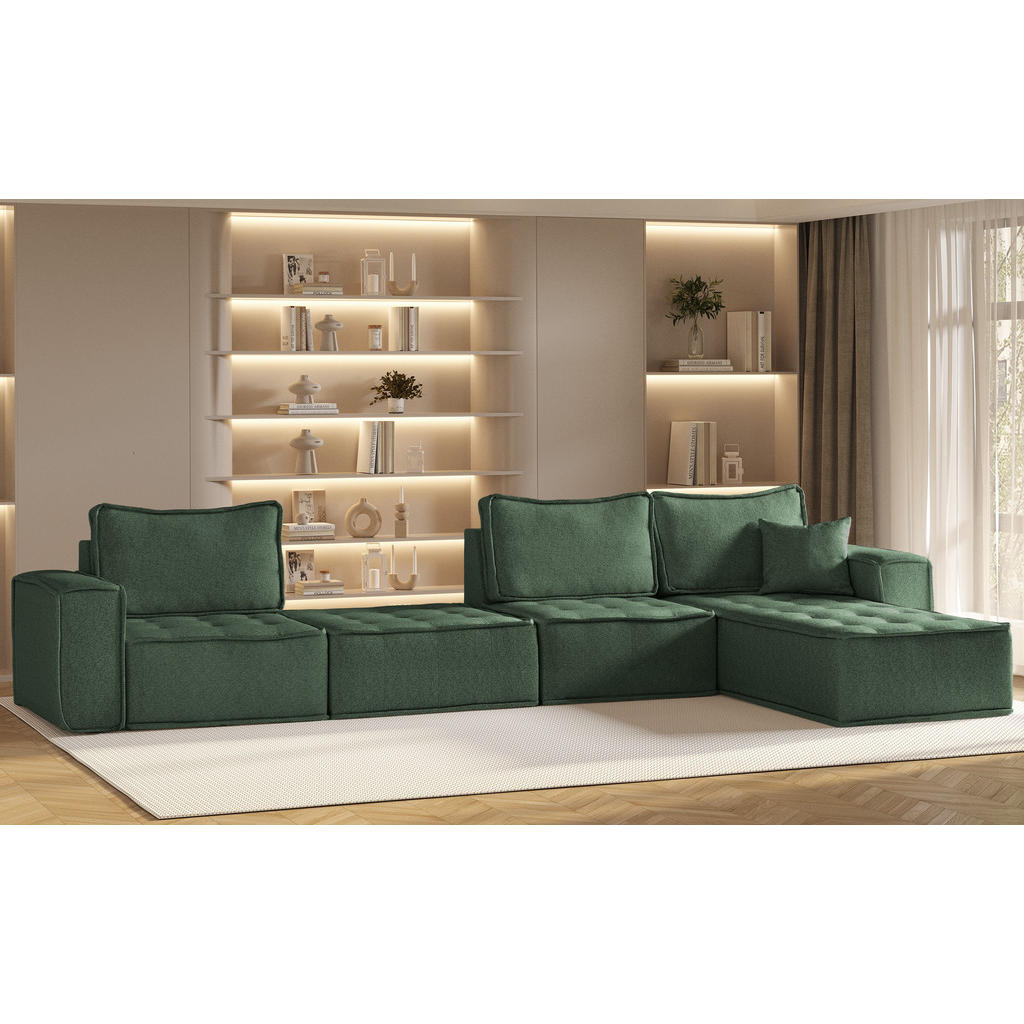 Thumbnail - Kaiser Möbel Bohoo, Hellgrün, Holz, Füllung: Komfortschaum, L-Form,L-Form, 382x192 cm, Wohnzimmer, Sofas & Couches, Wohn...