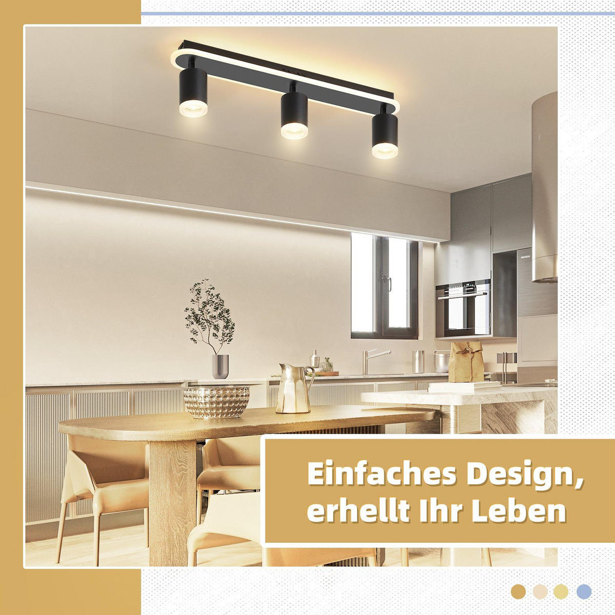 LED-DECKENLEUCHTE Lichtelf 3-flammig 48/6/9 cm - Schwarz, Kunststoff (48/6/9cm) - Nettlife