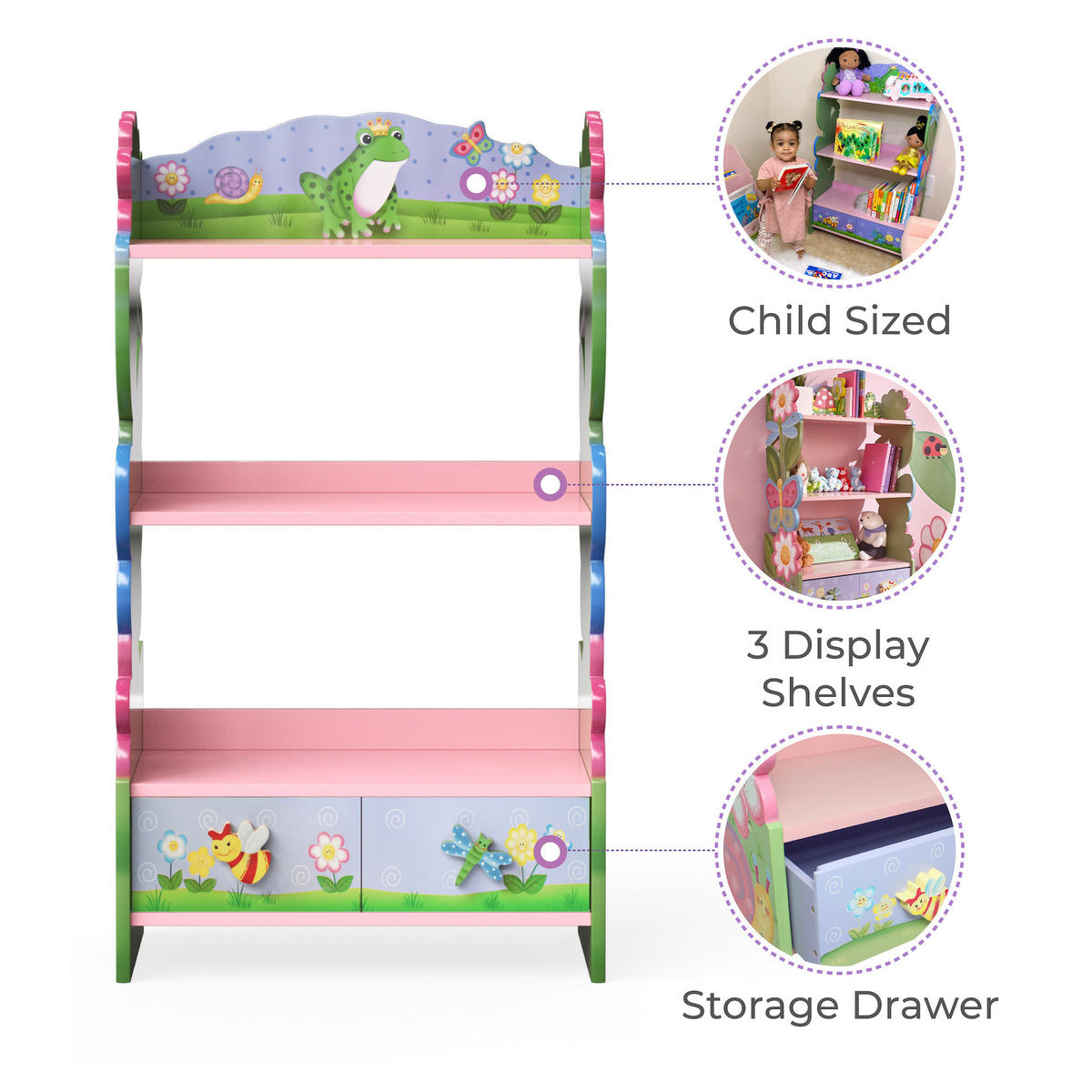 KINDER-BÜCHERREGAL, Mehrfarbig, 97cm - Multicolor, Holzwerkstoff (29/97/56cm) - Teamson Kids