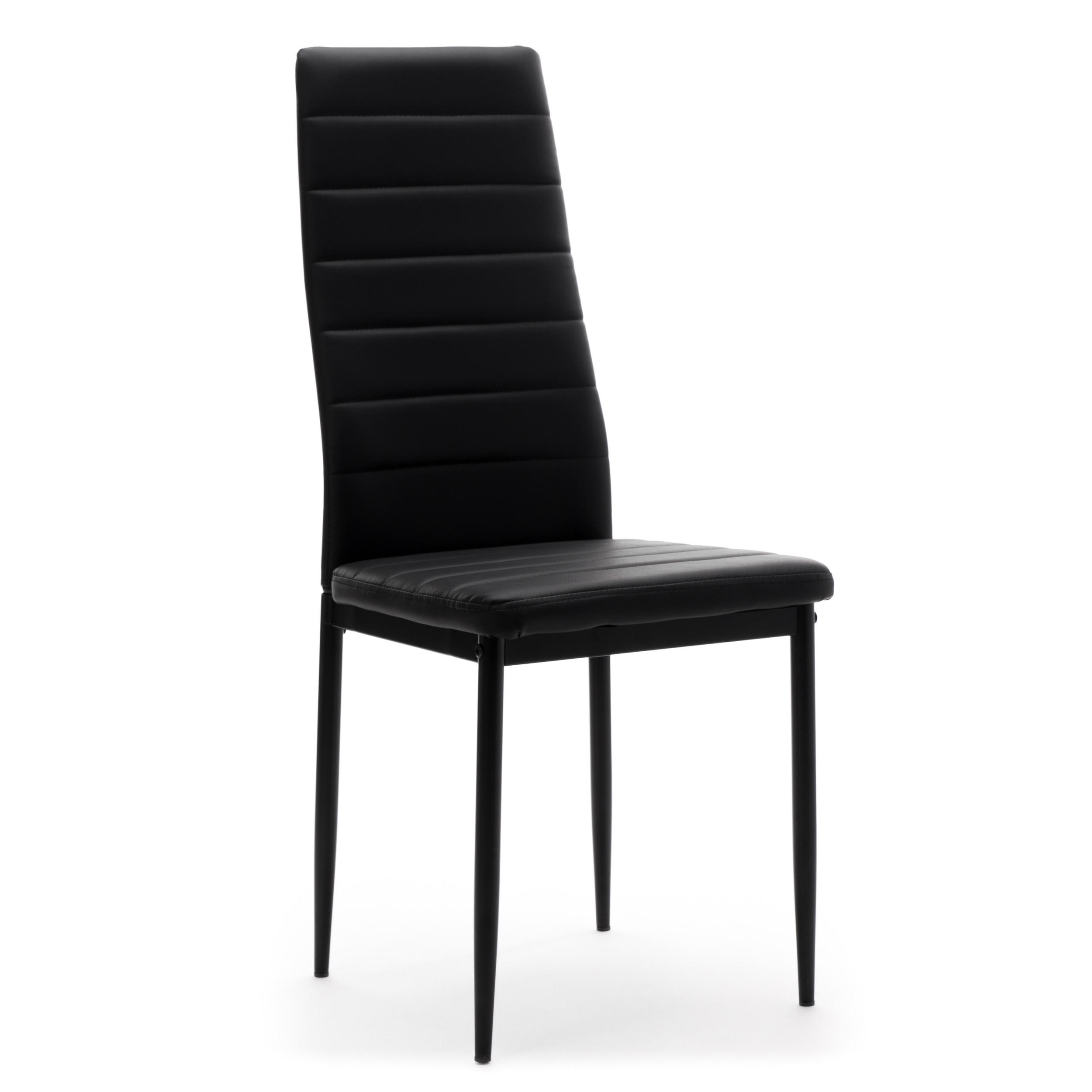 STUHL Set FADO 4x aus Ökoleder - schwarz - Schwarz, Leder/Metall (45/99/50cm) - NEW HOME