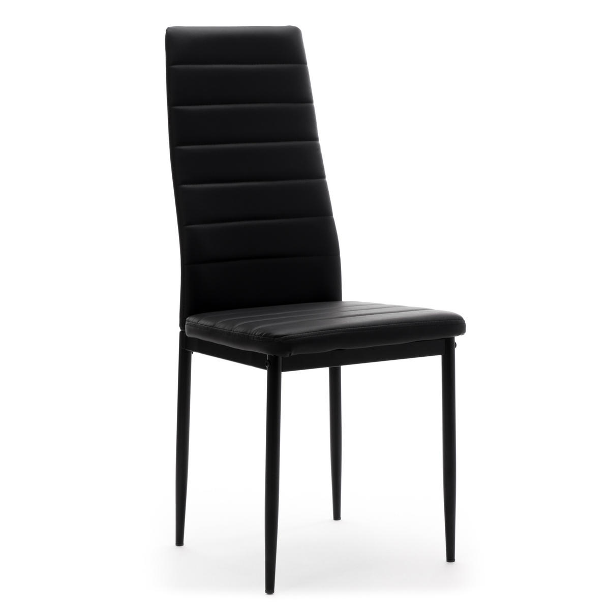 STUHL Set FADO 4x aus Ökoleder - schwarz - Schwarz, Leder/Metall (45/99/50cm) - NEW HOME