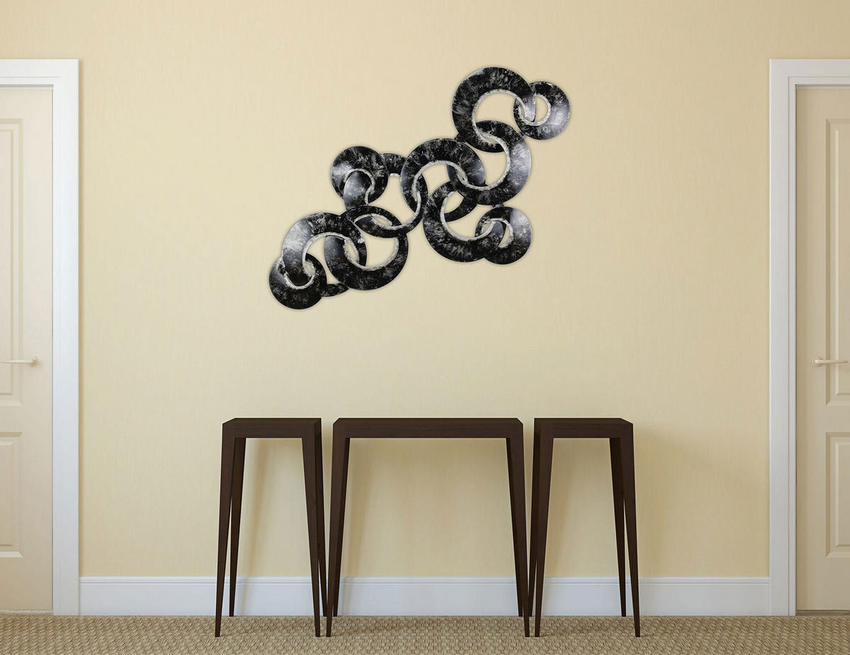 WANDDEKO Schwarz-Weiß 107/61 cm - Schwarz, Metall (3.1/61/7cm) - KUNSTLOFT