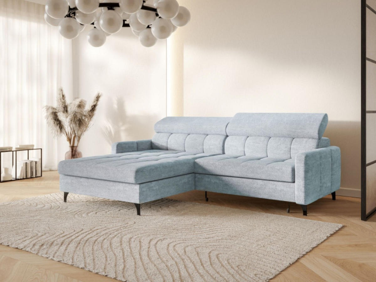 ECKSOFA Grau-Blau BAMBINO Mit Verstellbaren Kopfstützen Links - Blau/Grau, Textil (223/174cm) - Sepro Meble