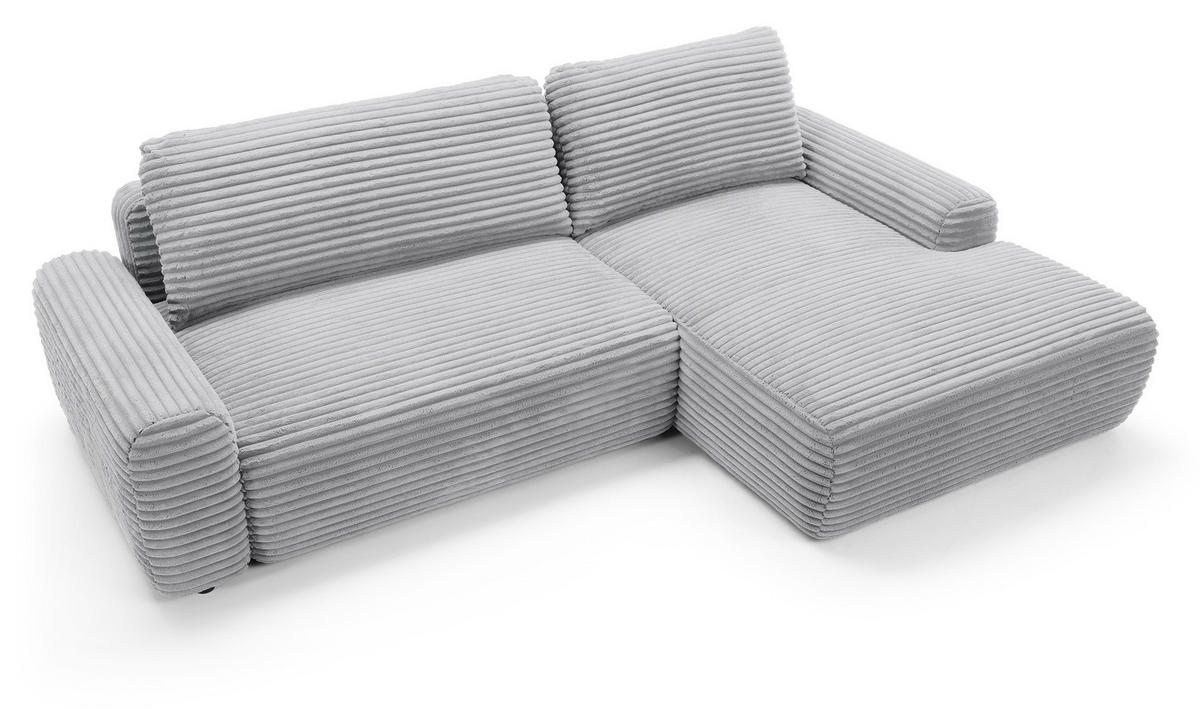 ECKSOFA 260 cm Cantara mit Cordstoff, Bettkasten, Rechts, Grau - Grau, Holz (162/264cm) - Emporius