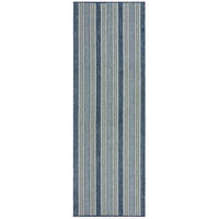 TEPPICH Outdoor Streifen Muster, Geometrisch, Terrasse schmutzabweisend Blau-Grün Läufer 80x230 - Blau, Textil (80/230cm) - KADIMA DESIGN