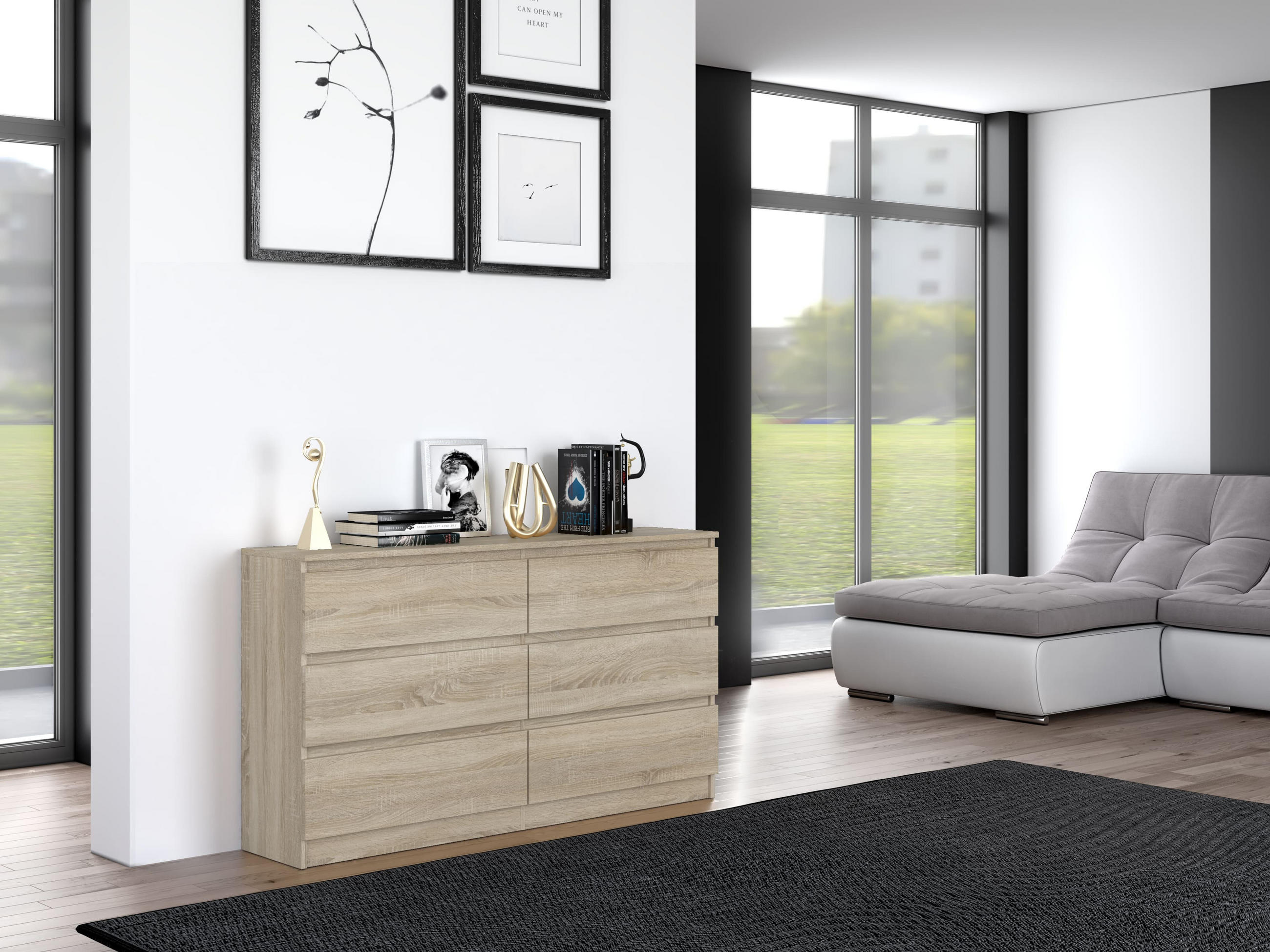 Thumbnail - CDF Kommode, Sonoma Eiche, Holzwerkstoff, 138x75x40 cm, Wohnzimmer, Kommoden & Sideboards, Kommoden