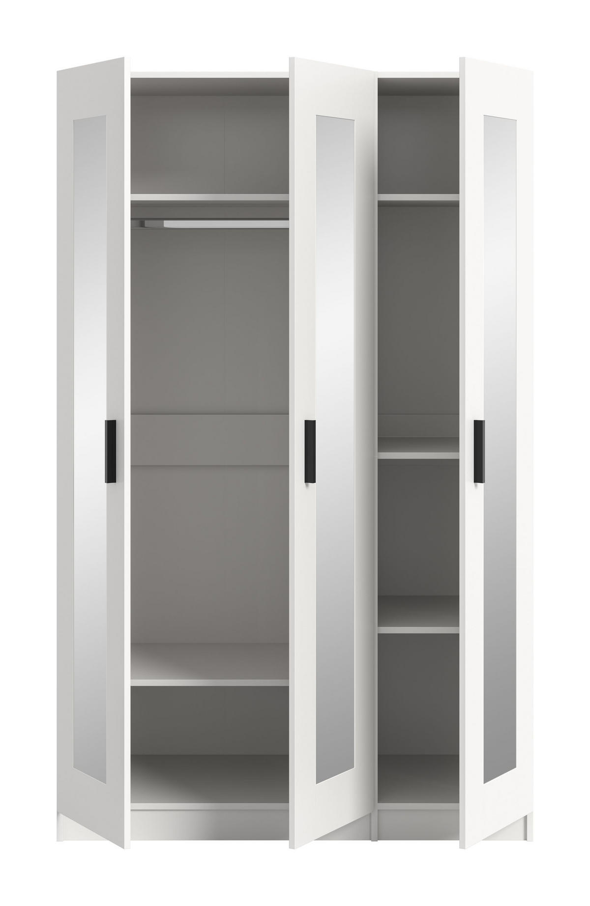 KLEIDERSCHRANK 3-türig VISBY (B/H/T: ca. 120/195/56 cm) in weiß/weiß - Weiß, Holzwerkstoff (120/195/56cm)