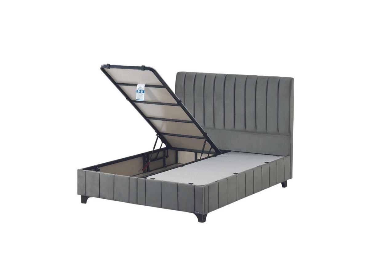 POLSTERBETTSET Alegra 180x200 Grau - Grau, Textil/Metall (180/200cm) - Villa Möbel