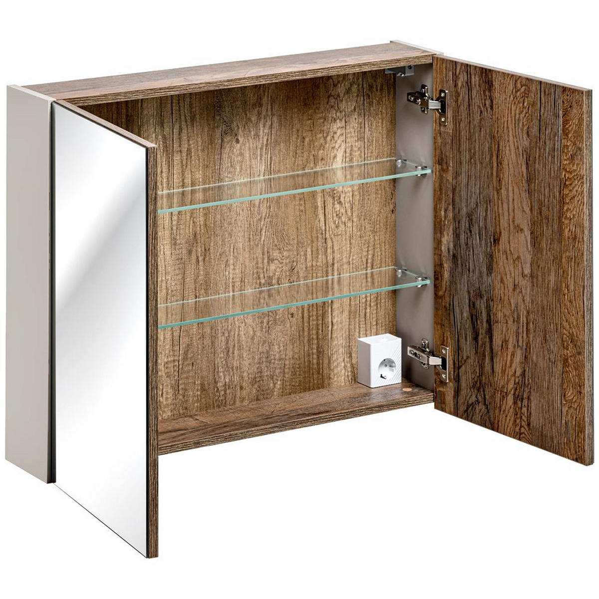 SPIEGELSCHRANK Puebla-56 - Beige, Holzwerkstoff (80/65/17cm) - Lomado